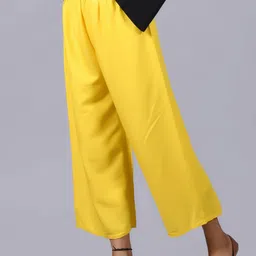 apqrs Women Regular Fit Yellow Viscose Rayon Trousers image 1