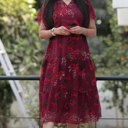 parth creation Women Floral Print Georgette Flared Kurta-picture-12