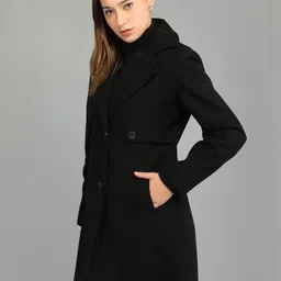 honnete 100 % Polyester Solid Coat For Women image 3