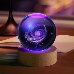 easymart 3D Universe Crystal Ball Night Lamp with Base for Living Room, decoration, gift, Table Lamp image 4