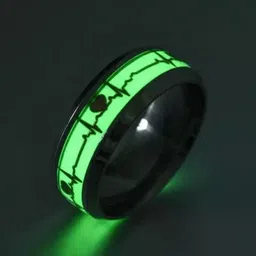 teeragaj Love Couple Radium Glow In The Dark Promise Heartbeat Thumb Band Finger Rings Crystal, Stainless Steel, Sterling Silver, Zinc Silver, Titanium Plated Ring-picture-12