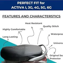 ronish HONDA ACTIVA BLACK COLOR SEAT COVER Single Bike Seat Cover For Honda Activa, Activa 3G, Activa 4G, Activa 5G, Activa 6G, Activa i image 2