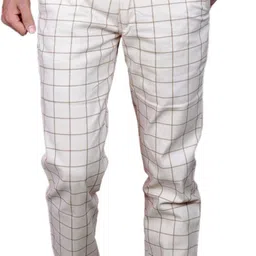 protocol Men Slim Fit Cream Cotton Blend Trousers-picture-22