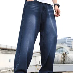 ben martin Men Loose Fit High Rise Dark Blue Jeans-picture-16