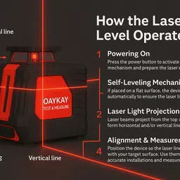 oaykay PRO-L225 Test & Measure Green Beam Self Levelling 25m Cross Laser With Magnetic Line Level image 3