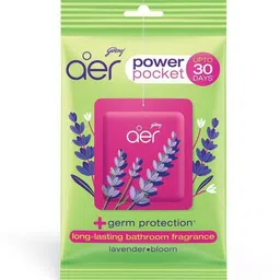 godrej LAVENDER BLOOM AER POWER POCKET, AIR FRESHNER, PACK OF 5, BATHROOM TOILET, UPTO 30 DAYS Blocks image 2