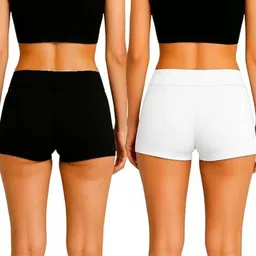 nyora Pack of 2 Solid Women Multicolor Casual Shorts image 3