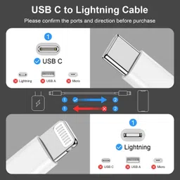 HOMEMO Lightning Cable 6 A 1 m USB Type C to Lightning Fast Mobile Charging Cable Compatible image 2