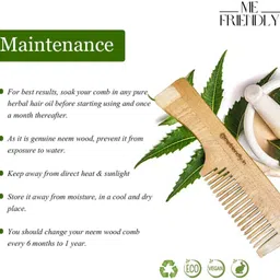 me friendly Neem Wood Comb with Handle image 4