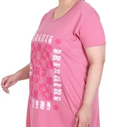 in love Women Printed Round Neck Cotton Blend Pink T-Shirt image 2