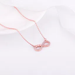 Sterling Silver Rose Gold Infinity Heart Necklace Zircon Rhodium Plated Sterling Silver Necklace-image-88
