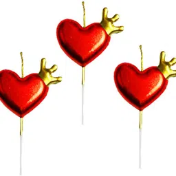 funcart Red Heart wth Crown Cake Topper Candle, Special Cake Candles Topper Candle image 2