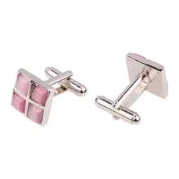 the tie hub Pink Stone Square Cufflinks – Stylish Business & Wedding Formal Wear image 2