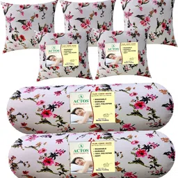 actos Combo Set Of 5 Cushion And 2 Microfibre Floral Bolster Pack of 7-picture-11