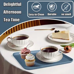 sugaalsu Wheat Straw Fast Food Trays School Lunch Trays Rectangular Serving Platter_New Tray image 5