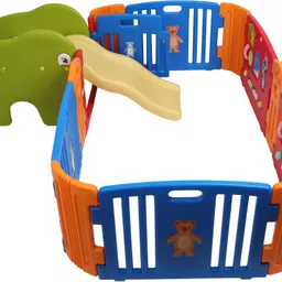 babycenterindia Baby Room Playpen with extension and Elephant Slide Combo image 2
