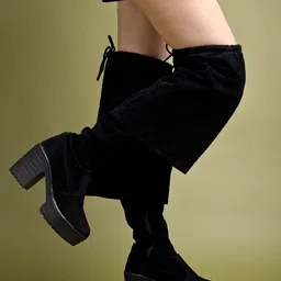 shoetopia Smart Casual Black Boots For Girls Boots For Women image 2