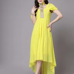 aayu Women Asymmetric Yellow Ankle Length Dress-picture-20