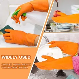 puhbrhy 1 Pair Reusable Rubber Glove for Washing Gardening Cleaning Working & Industrial Rubber Safety Gloves image 4