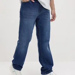 roadster Men Straight Fit Mid Rise Blue Jeans image 3