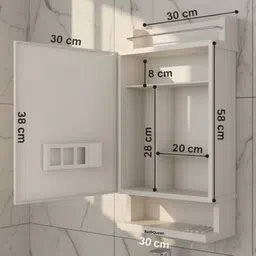 bath queen Best Heavy Plastic Mirror Cabinet White Polypropylene Wall Shelf image 3
