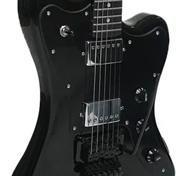 kadence Astroman Electric Guitars Solid Black With Floyd Rose Bridge and Wamy Bar Electro-acoustic Guitar image 3