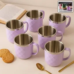 deodap Pack of 6 Stainless Steel Elegant Tea Cup – Classic Design for a Perfect Sip of Tea or Herbal Brew-picture-14