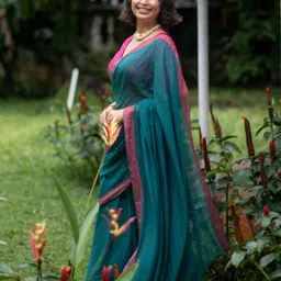 suta Solid/Plain Handloom Pure Cotton Saree image 4