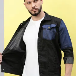 vogati Men Colorblock Denim Jacket image 4