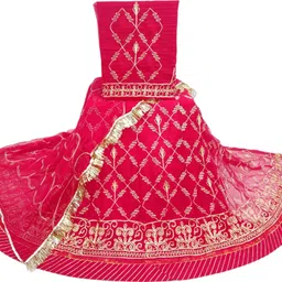 mantushti Embroidered Semi Stitched Rajasthani Poshak image 1