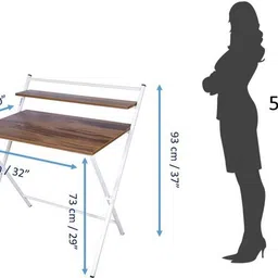 blumuno X-Plus Folding Table (Posh Wood) Engineered Wood Study Table image 2