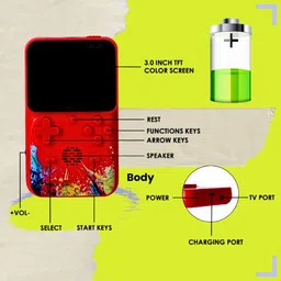 COUNTACH 500 IN 1 G620 Portable Mini Retro Video Game 3inch Games with Play games On TV 500 Games GB with Video Controller with 500 Games Super Mario Contra Series Street Fighter image 4