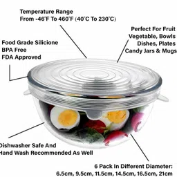 mobfest Silicone stretch glass lid sealing cover for various 8 inch Lid Set, Pack of 6 image 5