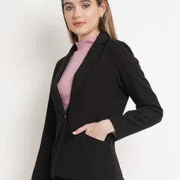 purple state Women Solid Single Breasted Formal Blazer-picture-27