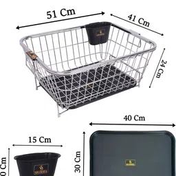 shamsha Dish Drainer Kitchen Rack Stainless Steel Dish Drainer Basket for Utensils With Drip Tray Size-51x41x24 cm Steel image 5