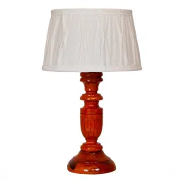 Joshaphus White Fabric Shade Night Lamp With Wood Base By BrightDaisy image 5