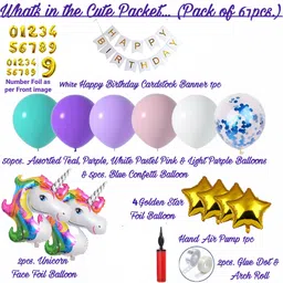 groovy dudz 4th Unicorn Theme Birthday Decoration Combo Kit for Girls (Set of 67) image 2