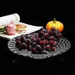 smilery Glass Serving Bowl Glass Fruit Bowl / Decoration Plate - 9.5 Inch, Clear image 2