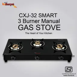 golden surya Premium Toughened Glass Top 3 Burner Gas Stove With Gas Lighter Free Iron Manual Gas Stove image 5