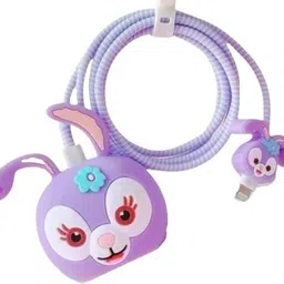 RidivishN Charger Cover for iPhone 18W-20W Charger, 3D Cartoon Design Rabbit Spiral Cover Cable Protector-picture-11