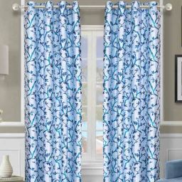 romee Blue Polyester Floral 7FT Light Filtering Eyelet Door Curtains (Pack of 2)-picture-40
