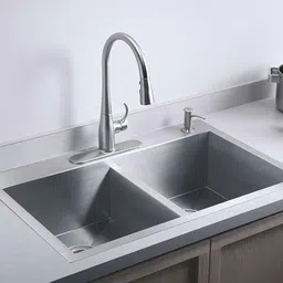 cooter 37" x 18" x 10" HANDMADE MATT FINISH DOUBLE BOWL WITH TAP HOLE Grade 304 Stainless Steel kitchen sink Vessel Sink-picture-13