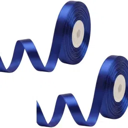 zivika Pack Of 2 (1.2cm x 18 mtr Roll) Multi-Purpose Royal Blue Satin Ribbon For Craft Blue Satin Ribbon-picture-17