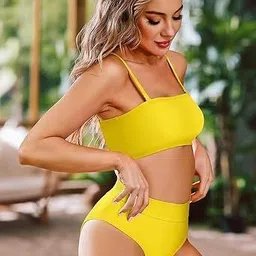 dream of style Bathing suit Striped Women Bikini Yellow Swimsuit image 4
