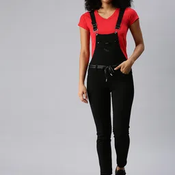 showoffff Women Black Dungaree-picture-16
