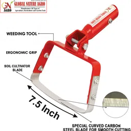global nature agro Manual Weeder-2Pc Hoe-7.5 & 10 inch with Super Carbon Steel Blade Garden Tool Kit image 3