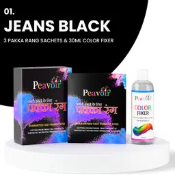 peavoir Pakka Rang Fabric Dye Colour| Shade 01 JEANS BLACK |(3x5=15GM) |30ML COLOR FIXER-picture-19