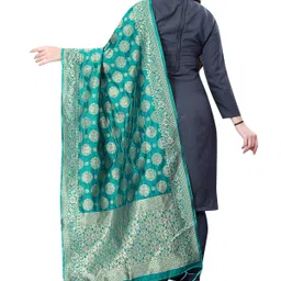 rrk import and export Jacquard Woven Green Women Dupatta image 3