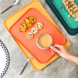 sugaalsu Wheat Straw Unbreakable Rectangular Tray, Lightweight Durable Tray, Reusable_N Tray image 5