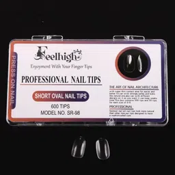 feelhigh Short Oval Nails False Tip 15 Sizes for Manicure Salons Home transpernt-picture-14